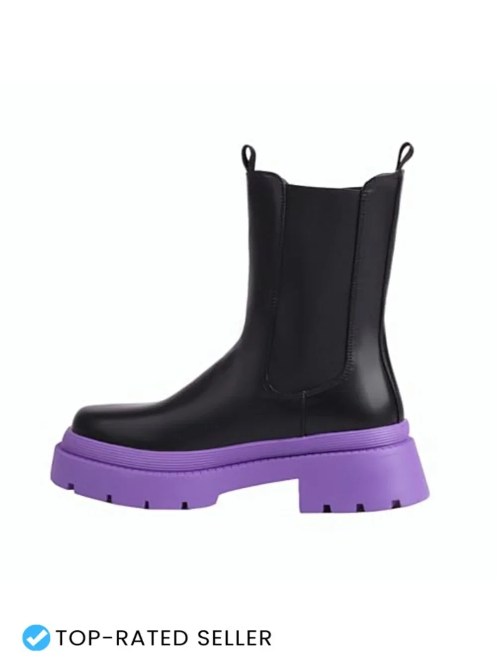 Chelsea Ankle Boots Platform Chunky Low Heel Pull On Faux Leather Women's